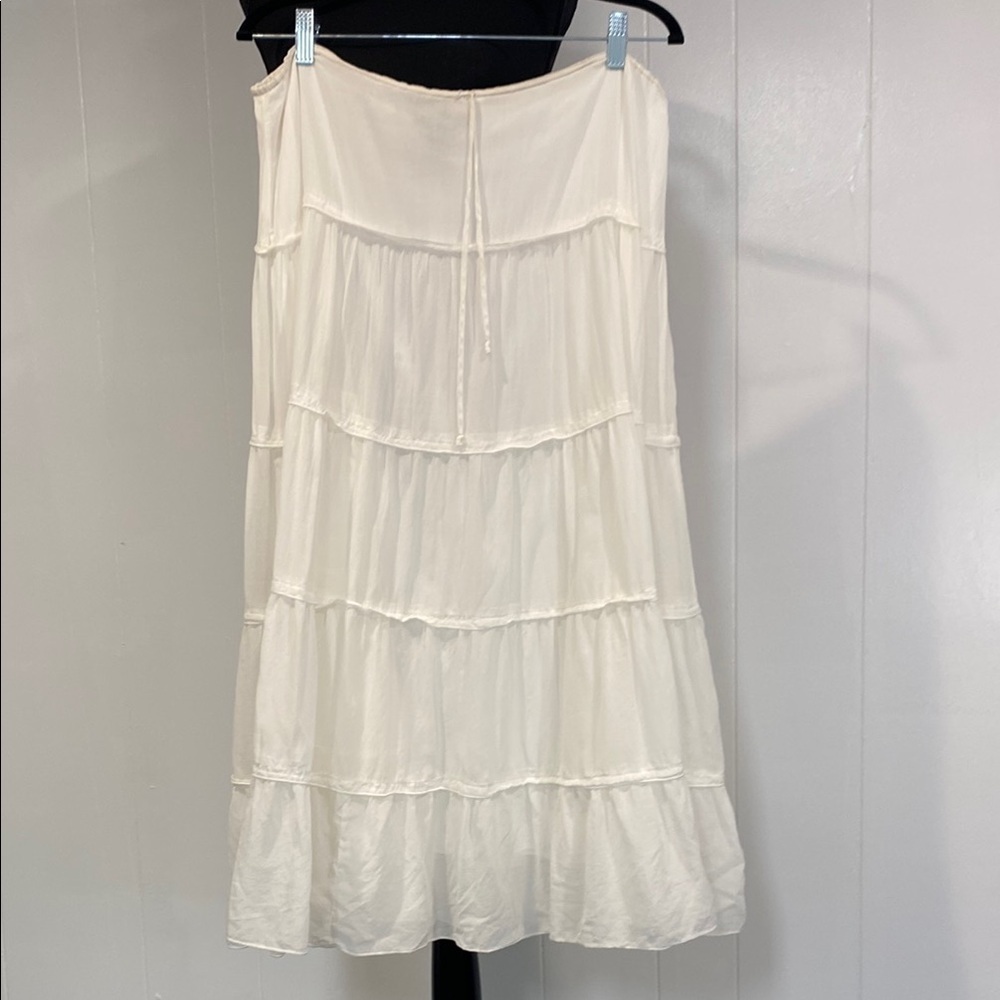 White Tiered Midi Skirt - Lightweight Feminine Style